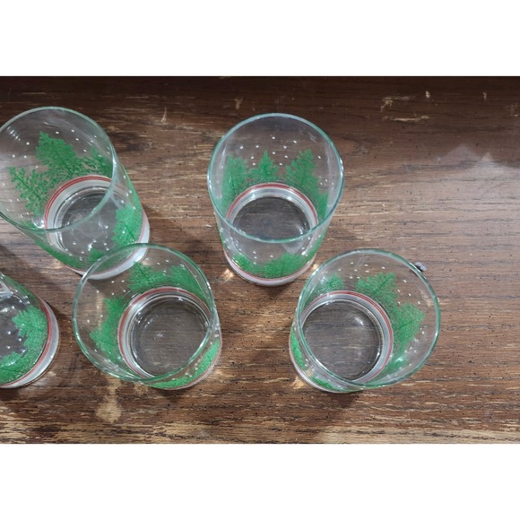 Set of 7 Vintage Libbey Christmas Pine Tree Rocks Glasses Set of 7  Snow Lowball - Picture 7 of 11